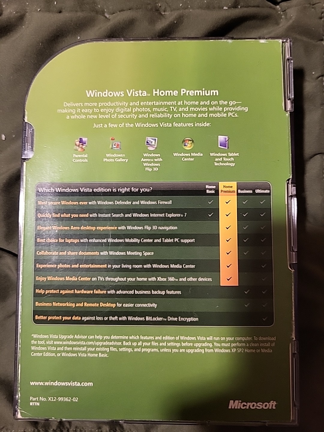 MICROSOFT Windows VISTA Home Premium UPGRADE 2007 w/ Product Key