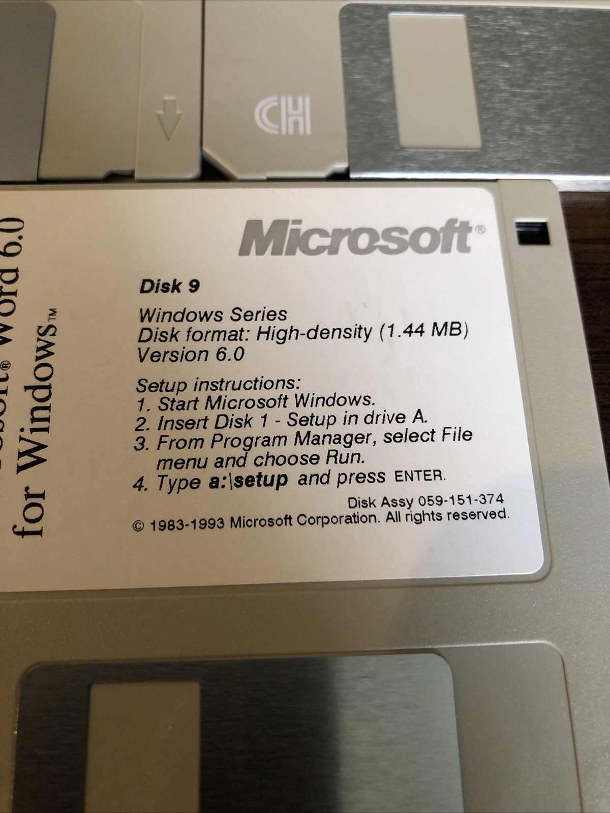 MICROSOFT WORD 6.0 FOR MS-WINDOWS ON (9) 3.5” FLOPPY DISKS – 100% TESTED