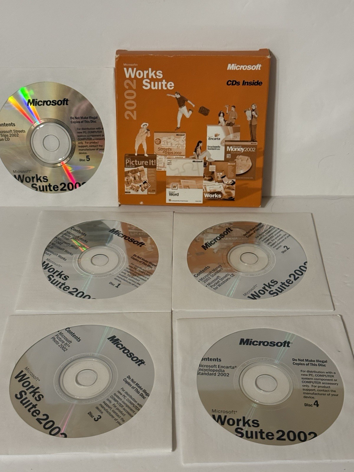 Microsoft Works Suite 2002 Set Of 5 W/Product Key Dell