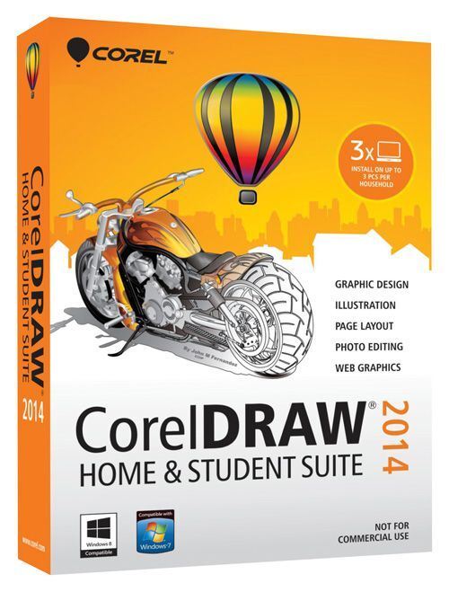 CorelDRAW Home & Student Suite 2014 Corel DRAW /Windows 10 8 8.1 7 Vista 3 Users