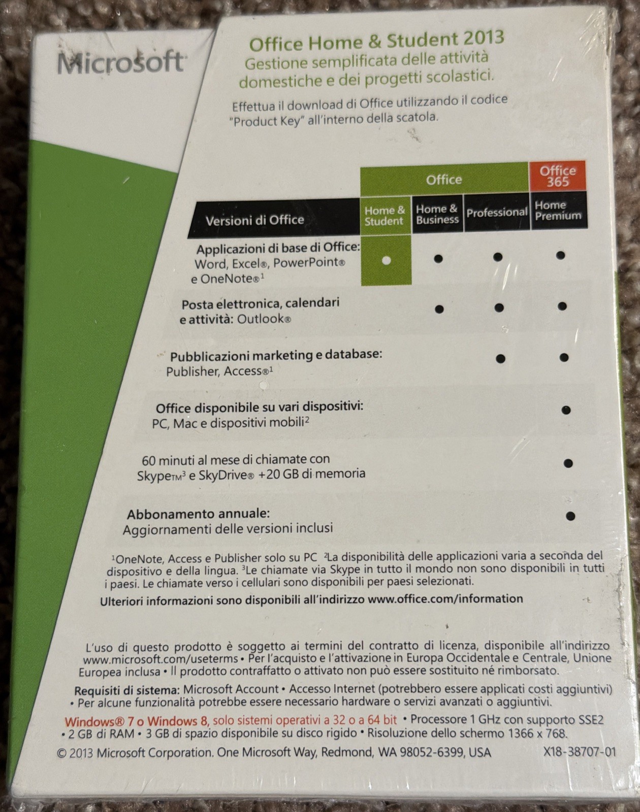 Microsoft Office Home and Student 2013,Sealed Spanish,Key Card