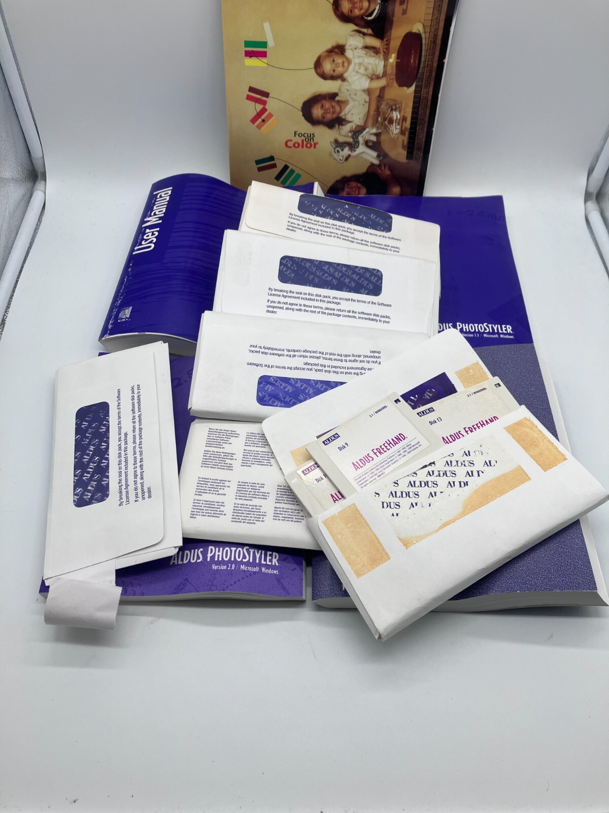 Aldus Photostyler + Freehand Manuals + 30+ Floppy Discs in Envelopes