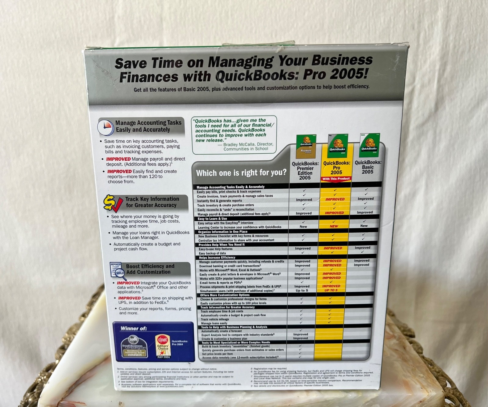 QuickBooks Pro 2005 Academic Version Complete Box CD Manual License Card PC