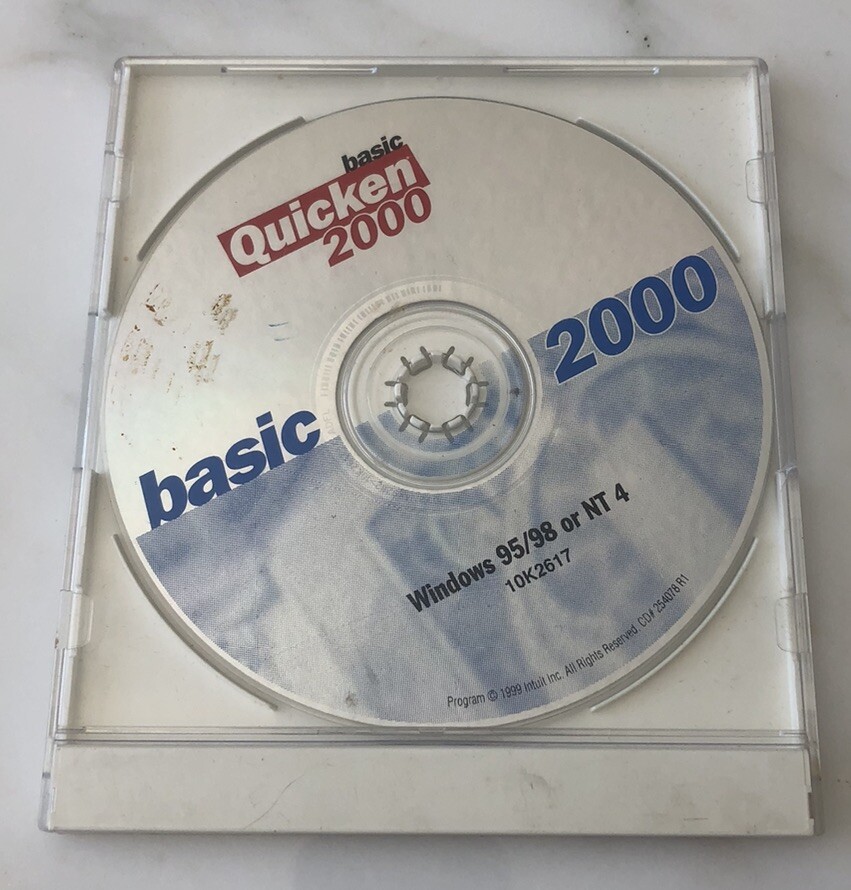 Quicken 2000 Basic Windows 95/98 Or NT 4 10K2617 1999 Intuit Original CD