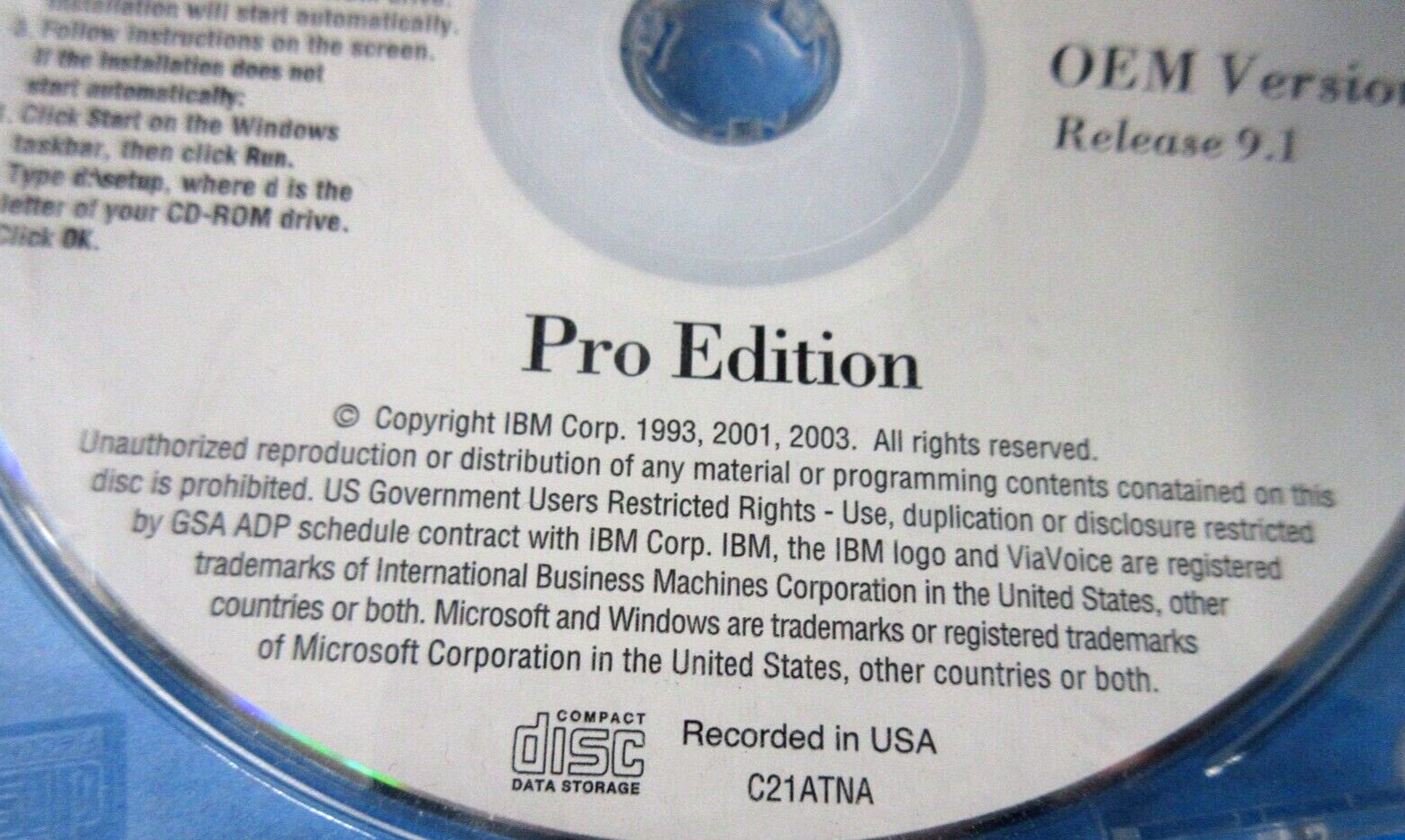 IBM ViaVoice “You Talk It Types” for Windows Release 9.1 Pro Edition w Earphones