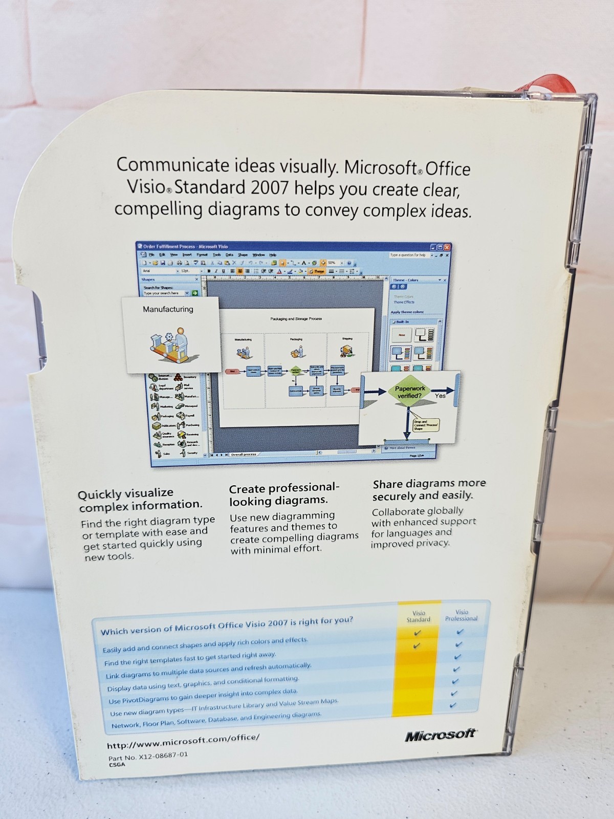 Microsoft Visio Standard 2007 PC New Sealed Skew D86-02751 Made in Puerto Rico