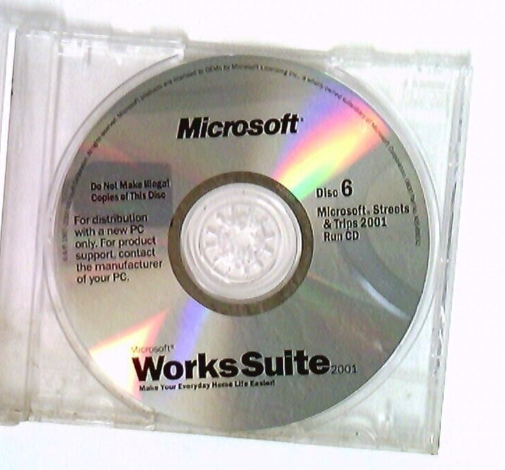 MICROSOFT~WORKS SUITE~2001~INSTALLATION DISCs~1 & 6~with Product Key