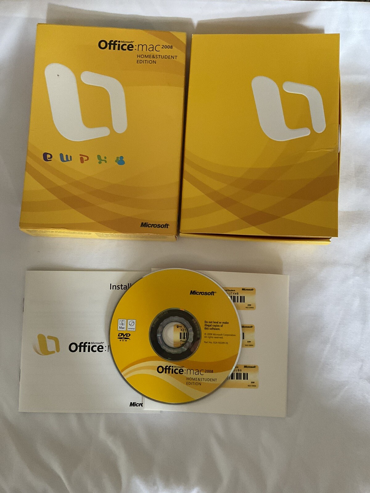 Microsoft Office 2008 Home and Student Edition for Mac-3 Product Keys/used