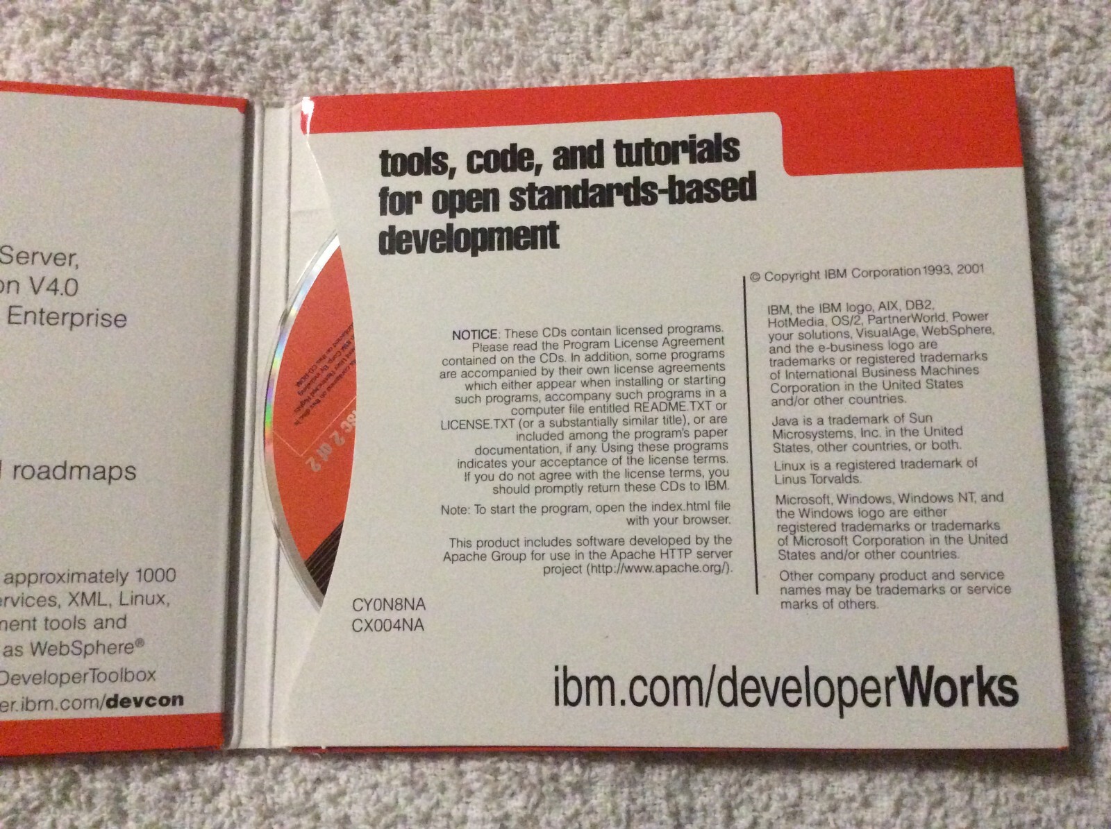 IBM Developer Toolbox for e-business Sample 3Q 2001 Developer Works PC CD-ROM