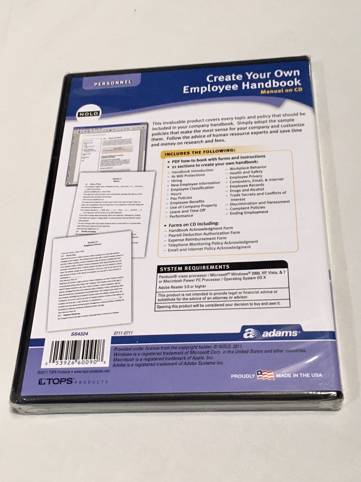 Adams Create Your Own Employee Handbook on CD – BRAND NEW SEALED