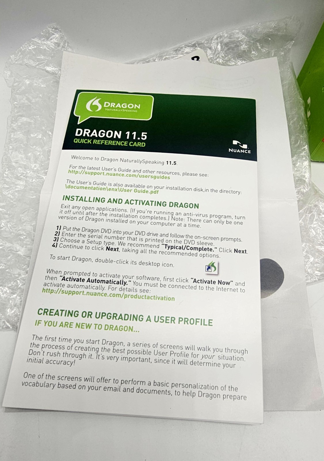 Dragon Naturally Speaking Home Version 11 With Head Set – Open Box