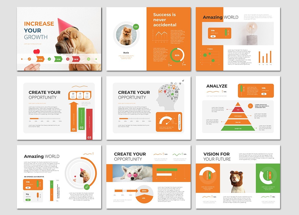 Increase your Growth PowerPoint Presentation Template, 4:3 standard ratio