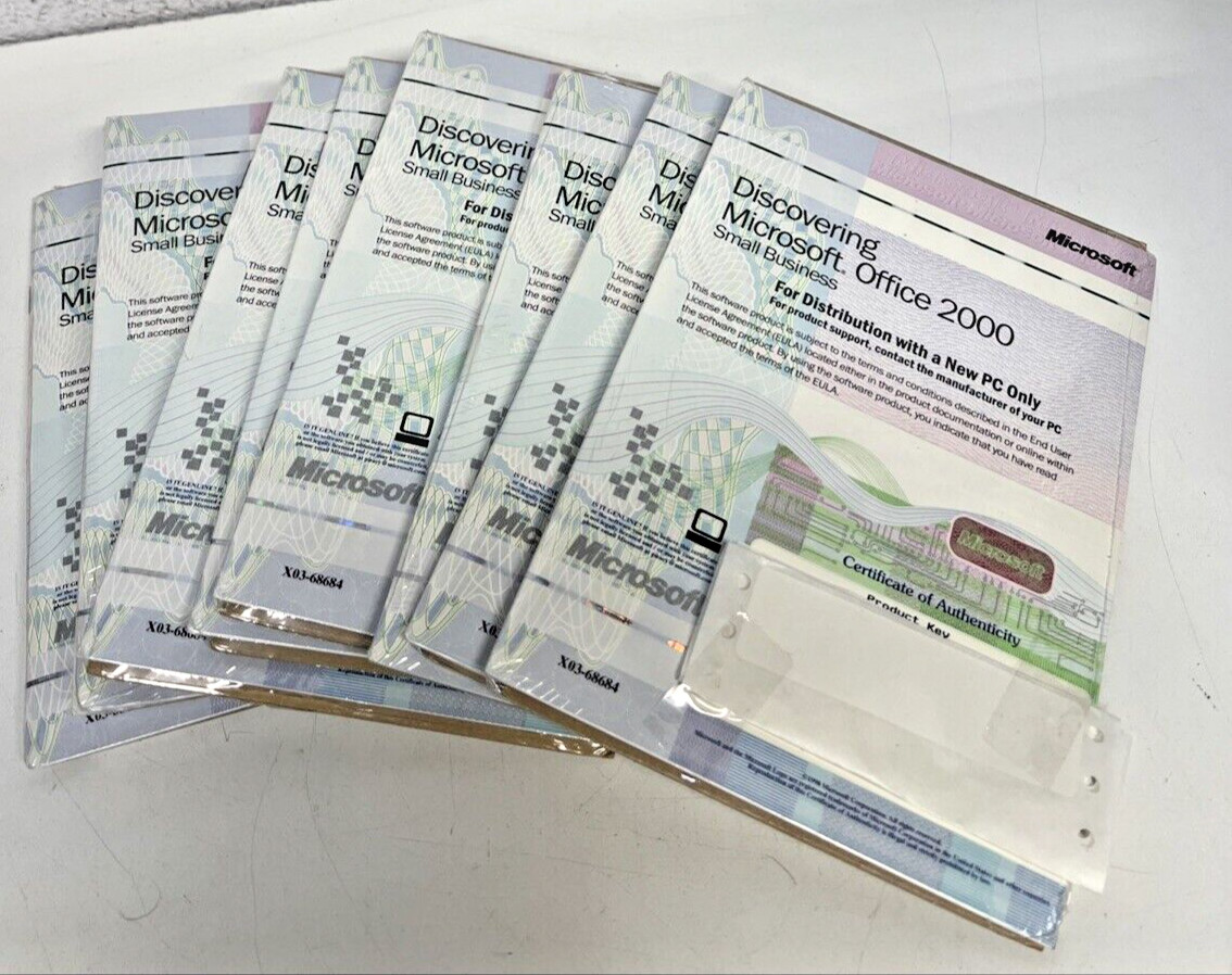 8x Discovering Microsoft Office 2000 Small Business Software Sealed X03-68684 PC