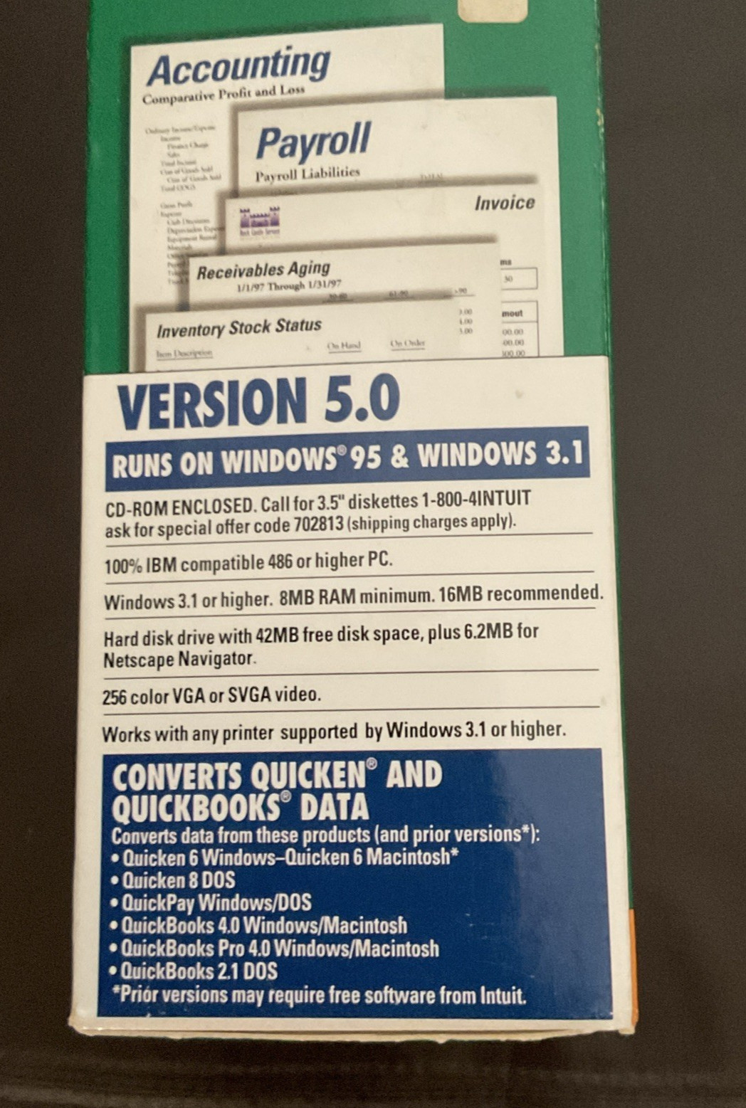 Quickbooks Version 5.0 for Windows Early QB Vintage with CD & FD’s
