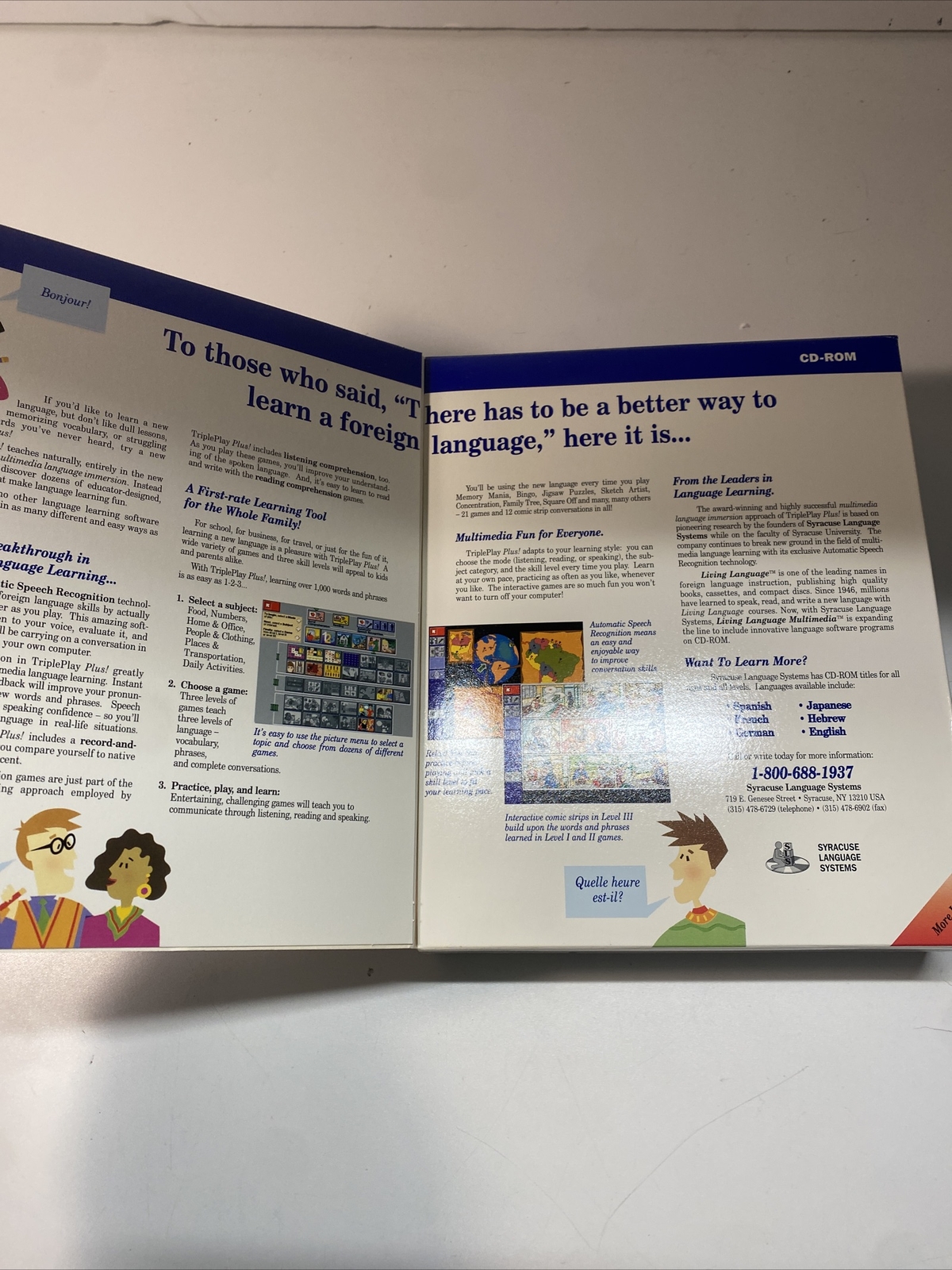 1995 Vtg Big Box PC Triple Play Plus French By Random House / Syracuse