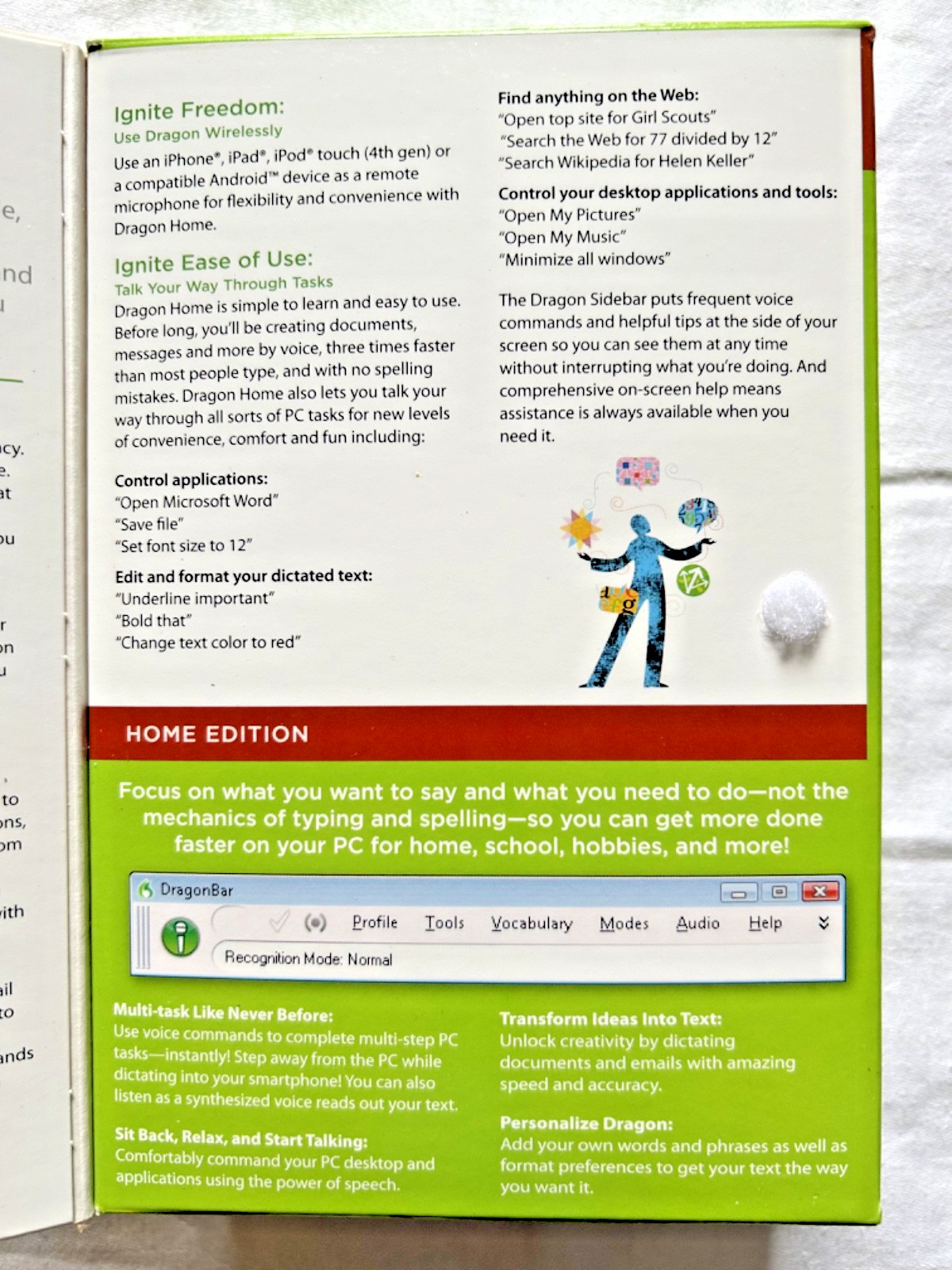DRAGON Naturally Speaking Home Version 12 Speech Software Nuance NEW in Open Box