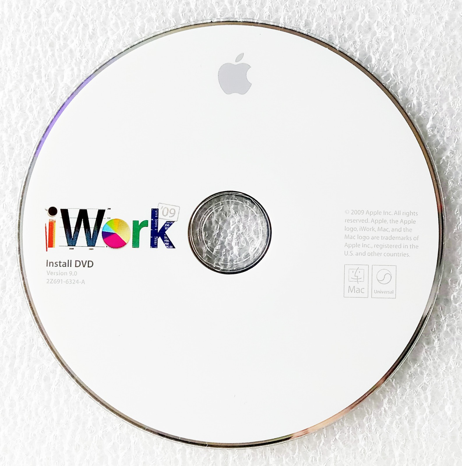 Apple iWork ’09 Install DVD for Mac Computer, Version 9.0, 2009