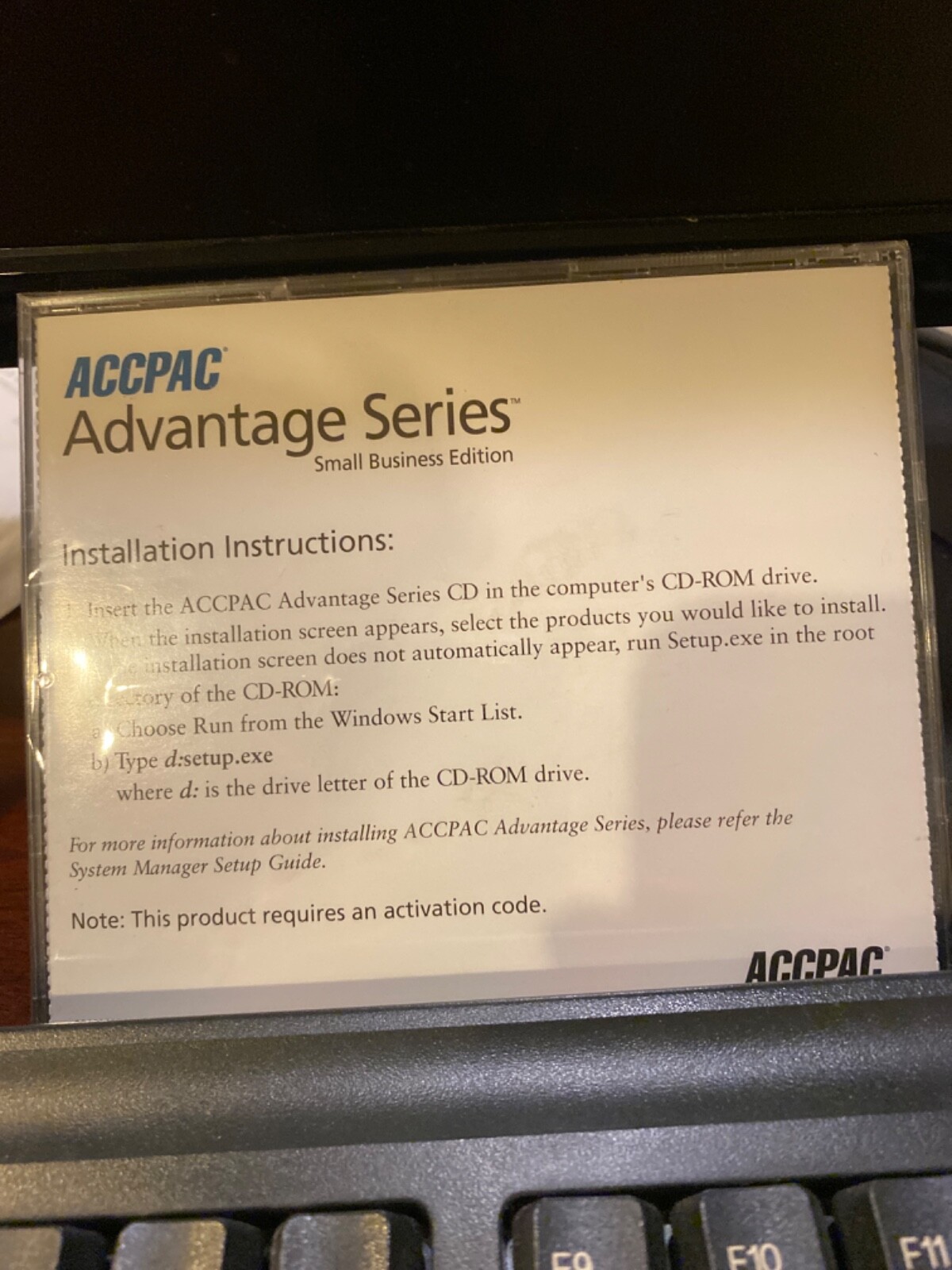 BRAND NEW ACCPAC Advantage Series Small Business Edition Demo. Version 4.2.