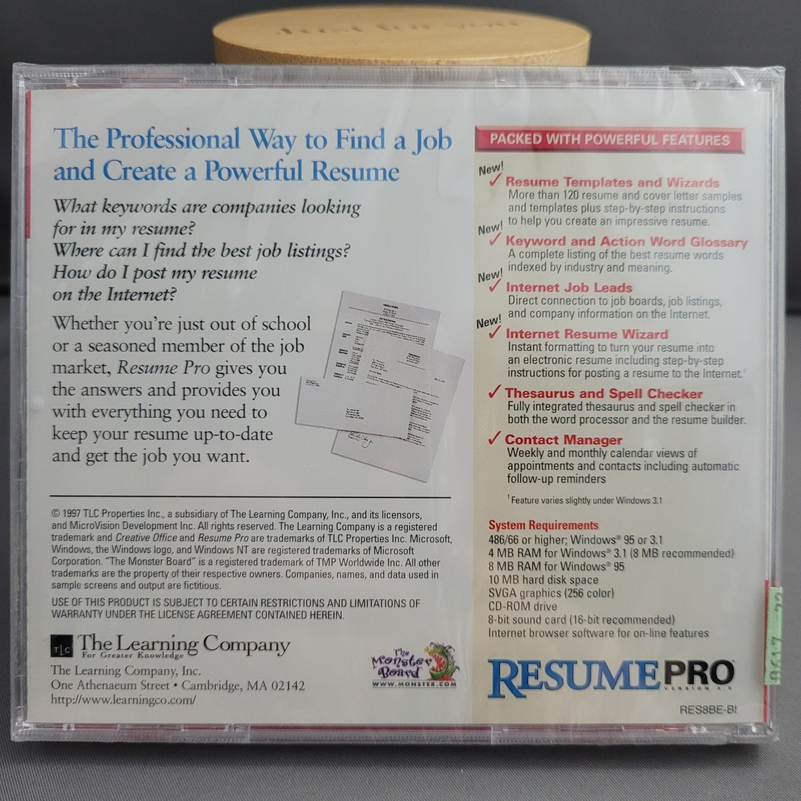 Resume Pro Version 3.0 Creative Office (PC CD-ROM, 1997) *SEALED*