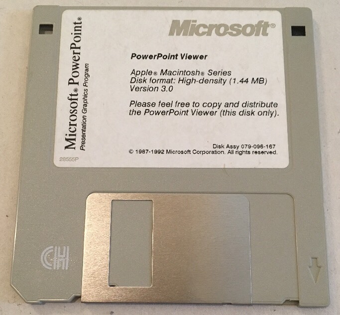Microsoft Power Point 3-1/2″ Floppy Disk For Apple Mac Ver 3.0 1-3 Font & Viewer