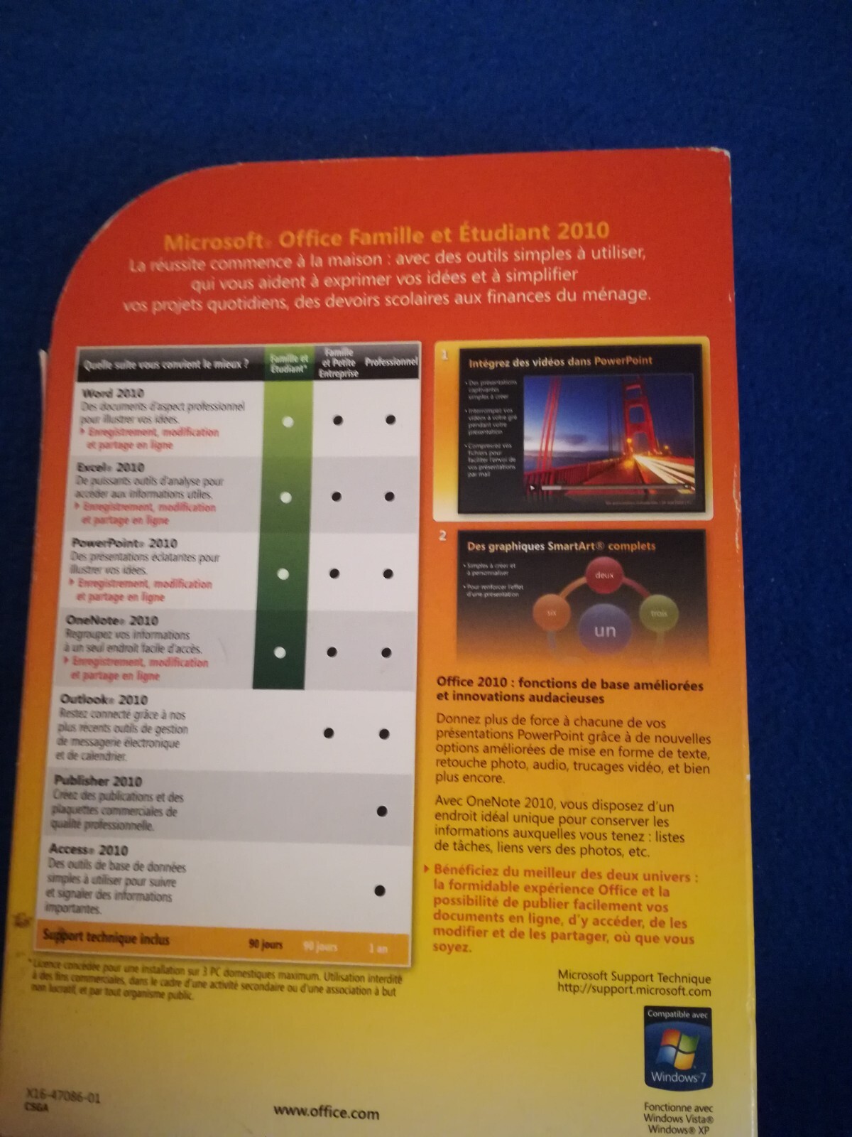 Microsoft Office Famille et étudiant 2010 Key + CD-ROM french version 3PC