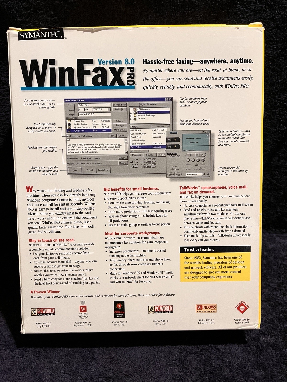 Symantec WinFax PRO Hassle Free Faxing Version 8 For Window 95 & NT ~ Vintage