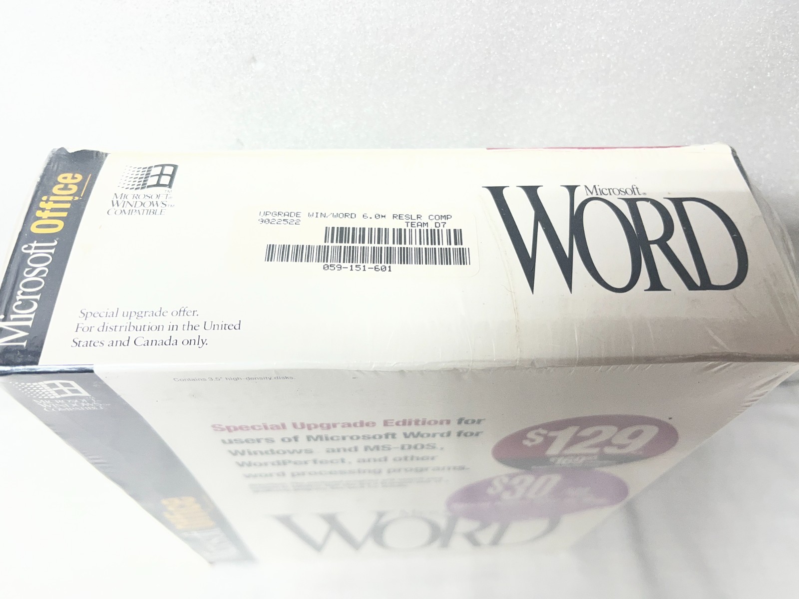 Microsoft Word Version 6.0 Special Upgrade Edition for Windows 3.5” High Density