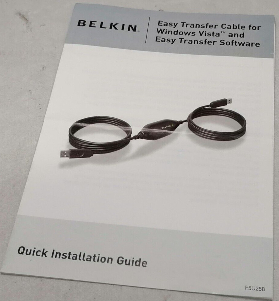 Belkin Easy Transfer Cable Application Software & Install Guide P/N: F5U258