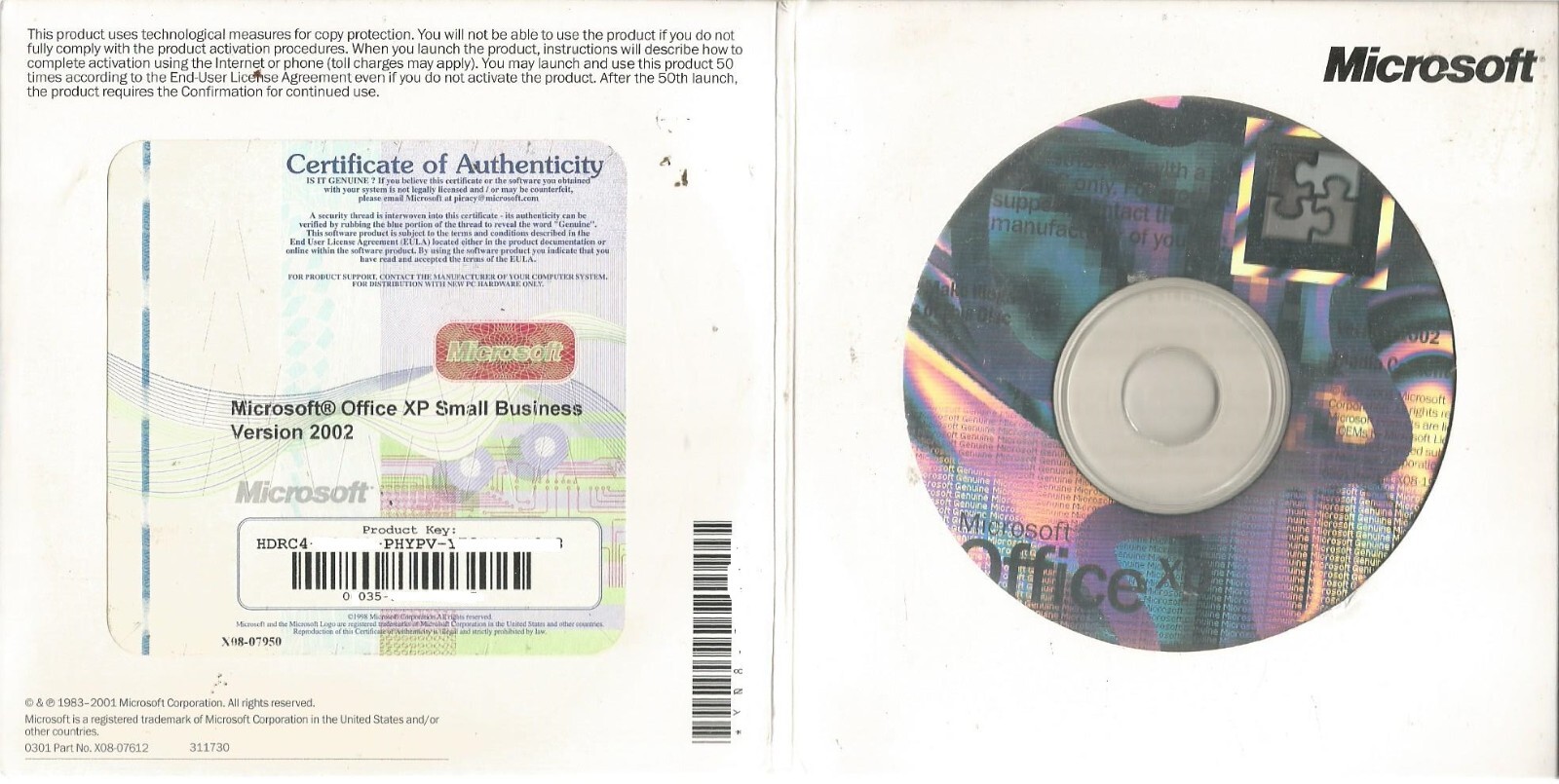 Microsoft Office XP Professional 2002 Small Business Version with COA (2 CD Set)