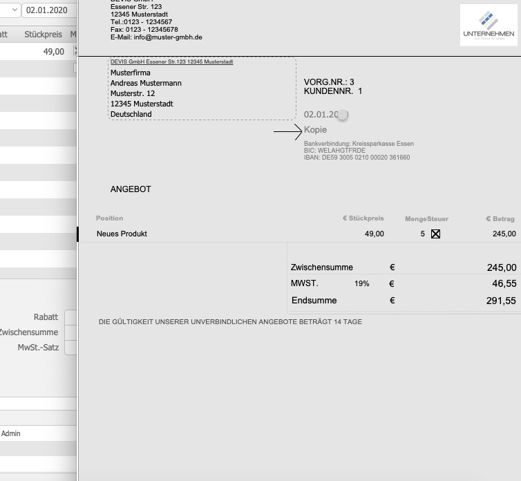 Rechnungsprogramm Rechnungen Produkte Lagerverwaltung Dienstleistung Mac Windows