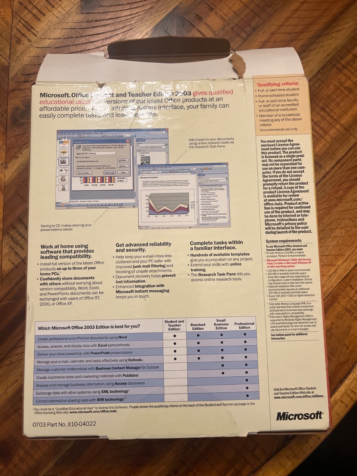 Microsoft Office Student and Teacher Edition 2003 w/Product Key PC