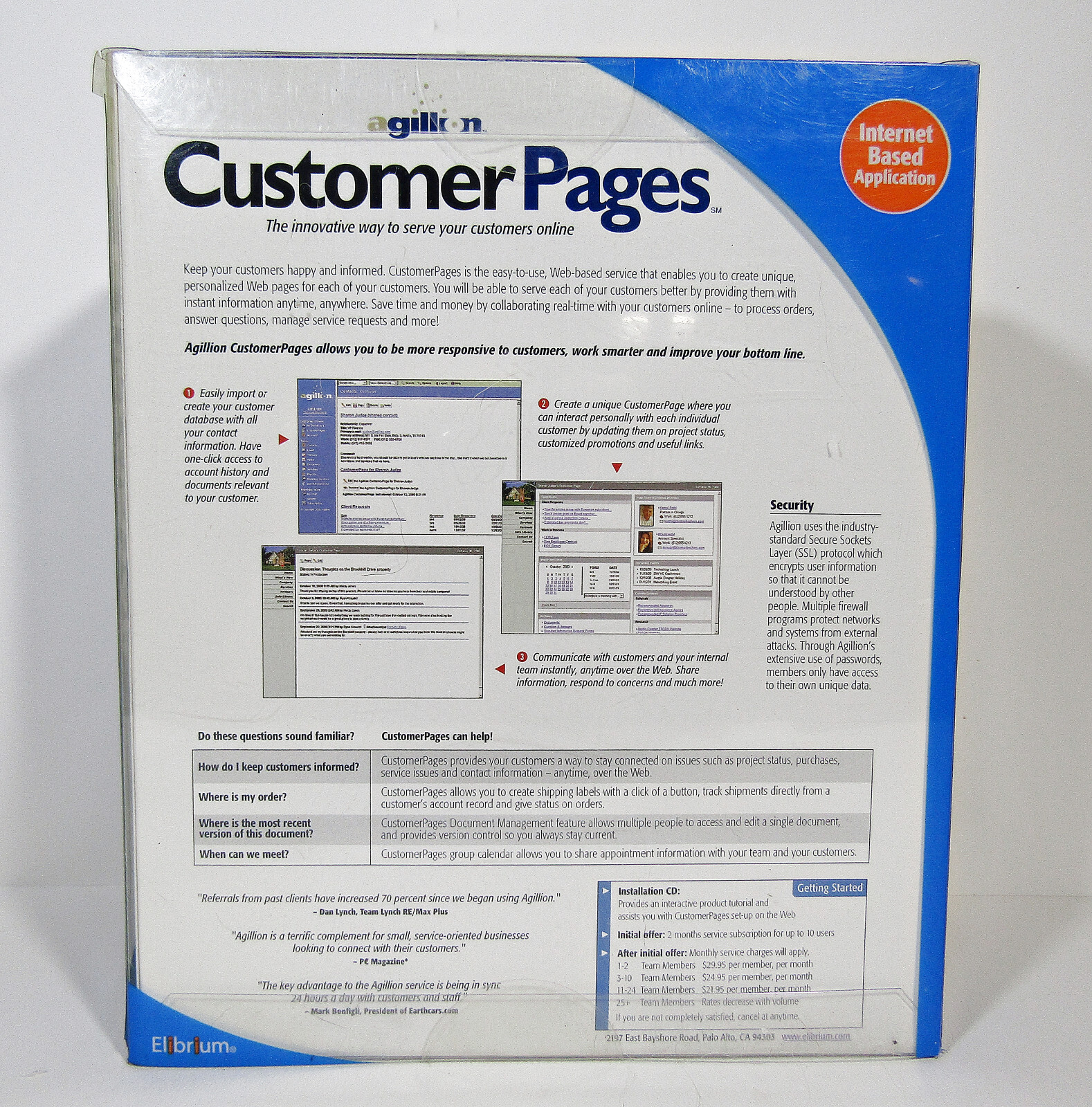 AGILLION Customer Pages Internet Based Application – Serving Customers Online