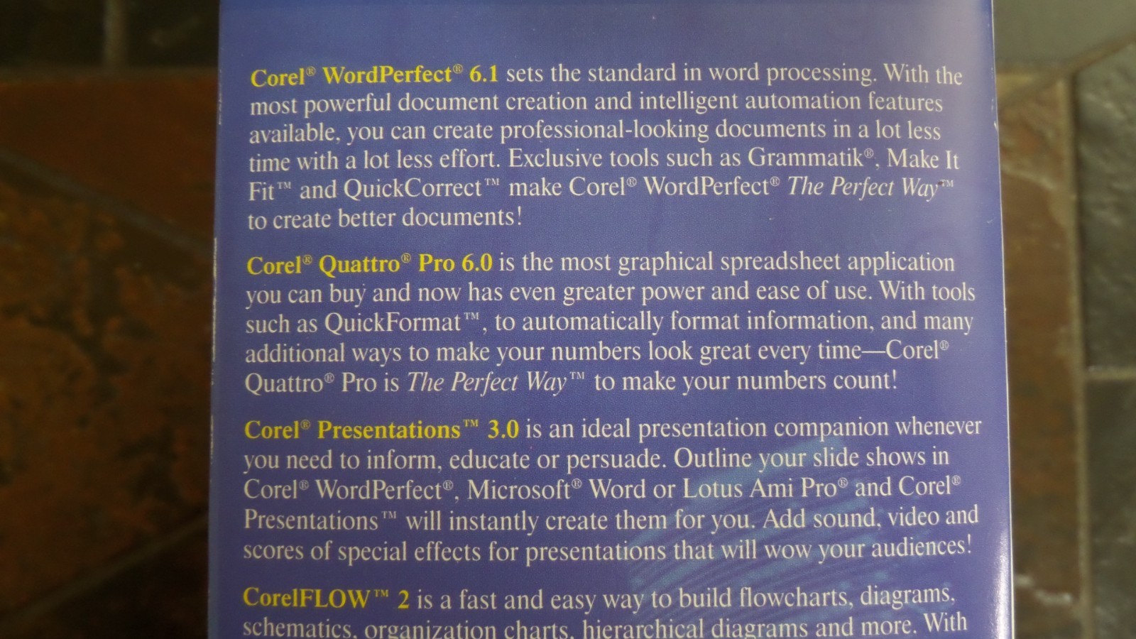 Corel WordPerfect Suite, Unopened CD-ROM, Windows 3.1x, 95, NT v3.51, w/Manuals