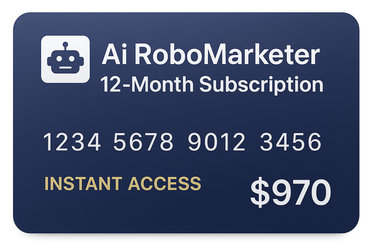 Ai RoboMarketer 12-Month AI Marketing Software Subscription Card / 1 Yr. License