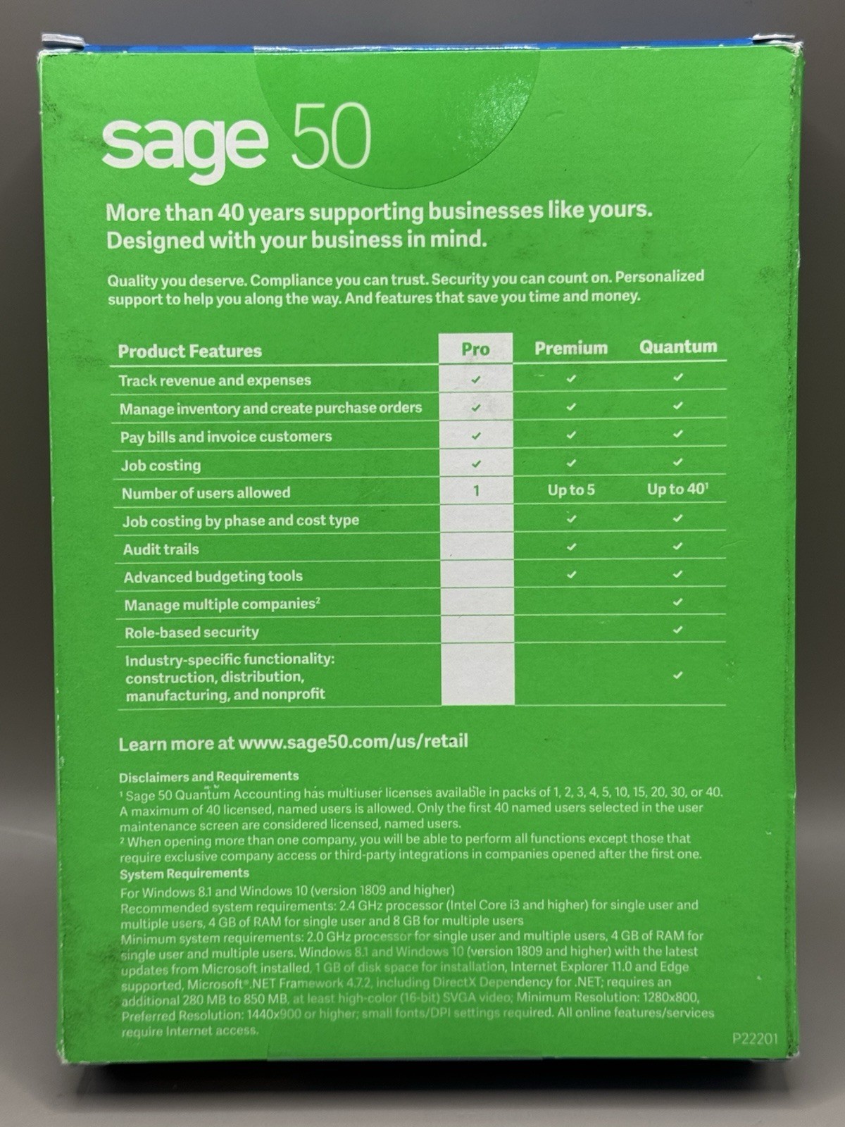SAGE SAGE50-2022 Pro Accounting 2022 US Edition Desktop Accounting Software