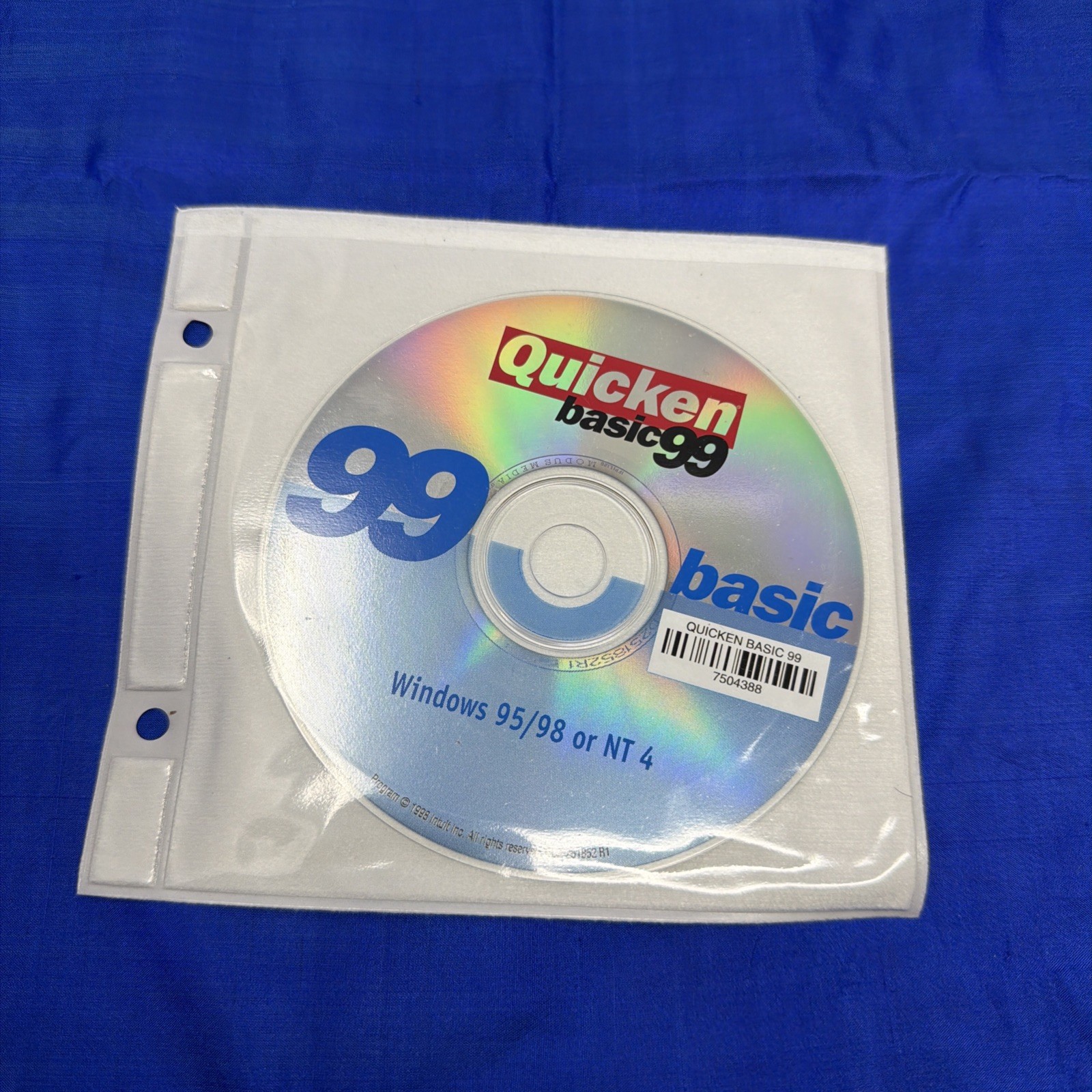 Intuit Quicken Basic 99 Software Disc for Win 95/98/NT4 – CD ONLY!!!!
