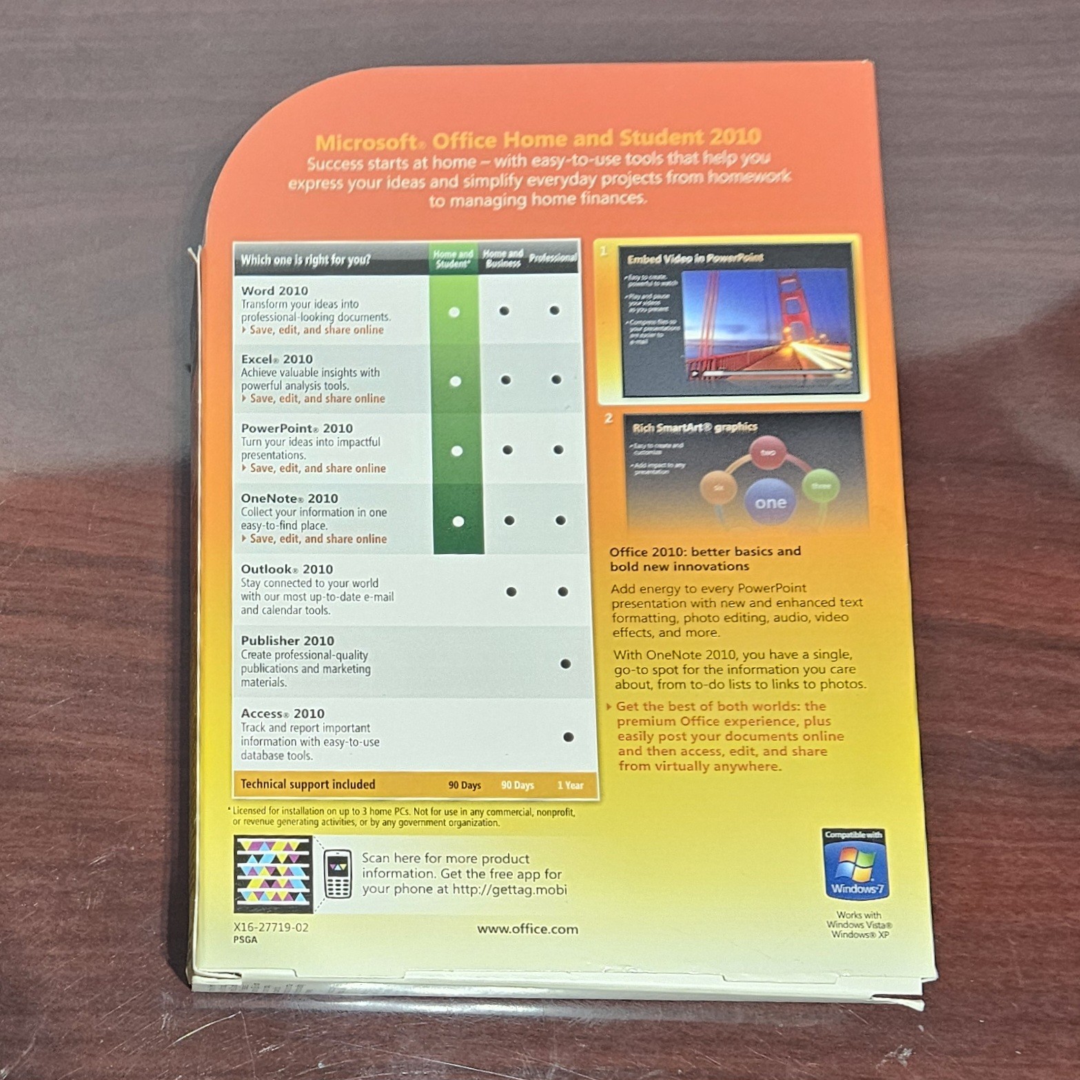 Microsoft Office Home and Student 2010 Family Pack ( x 3 ) Software for Windows