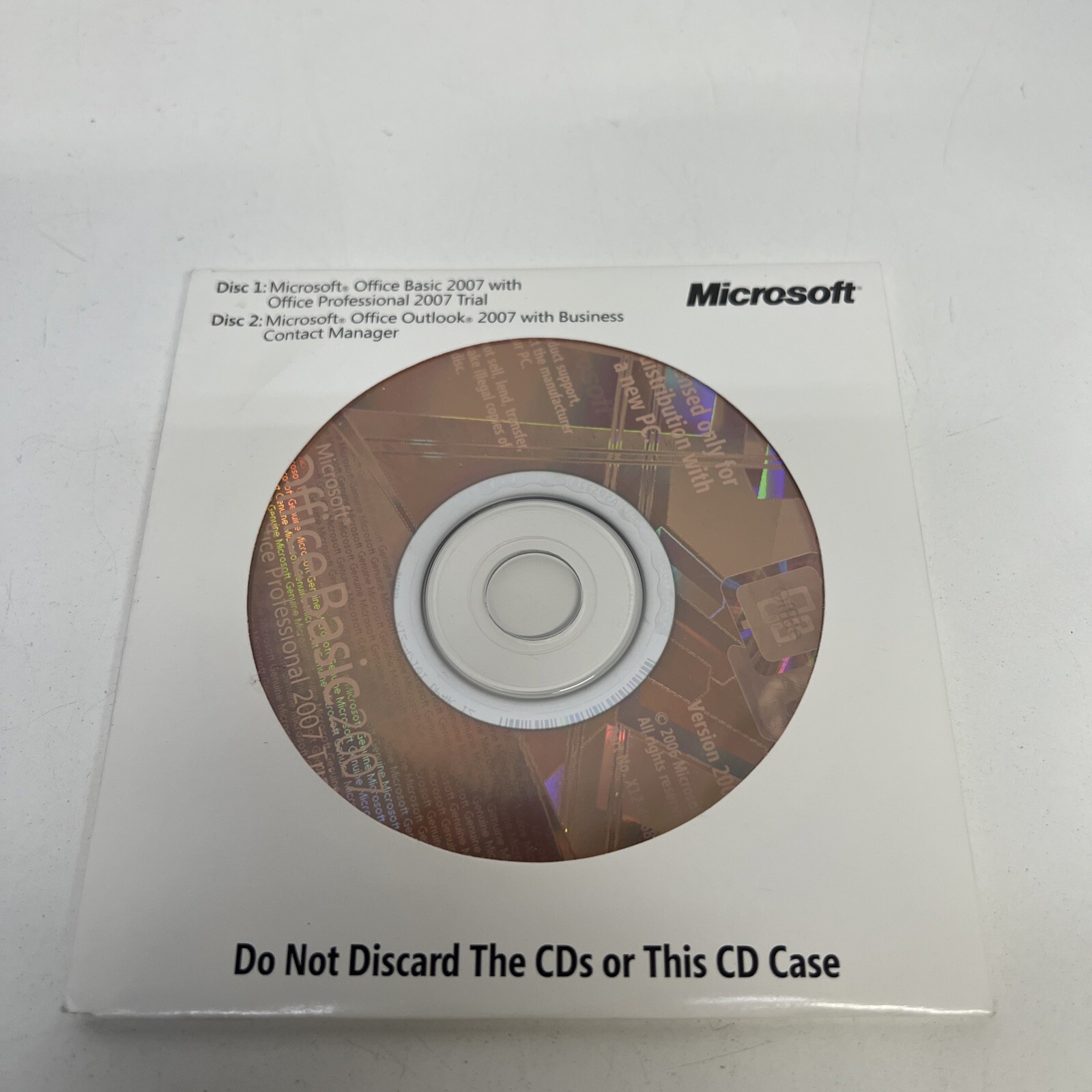 Microsoft Office 2007 Basic & Outlook Business Contact Manager 2 Disk With KEY
