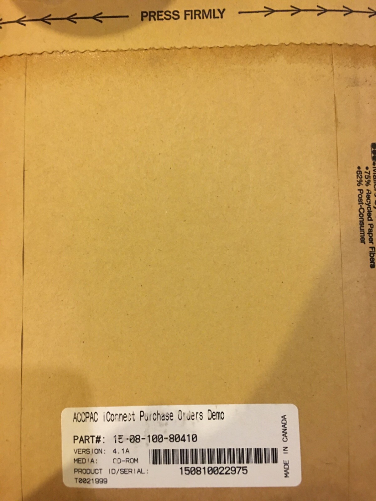 Brand New. Unused CD. ACCPAC iConnect Purchase Orders Requisitions V4.1