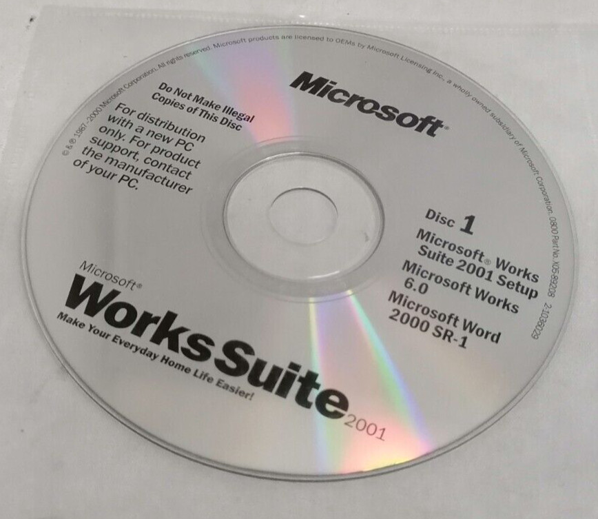 Vintage Microsoft WorksSuite 2001 Disc Set 1-6 P/N: X05-89208