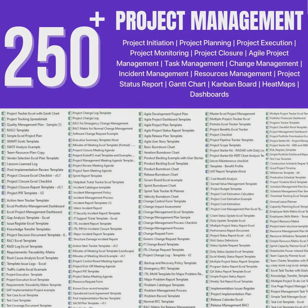 Project Management Template Excel, Project Management Spreadsheet, Gantt Chart