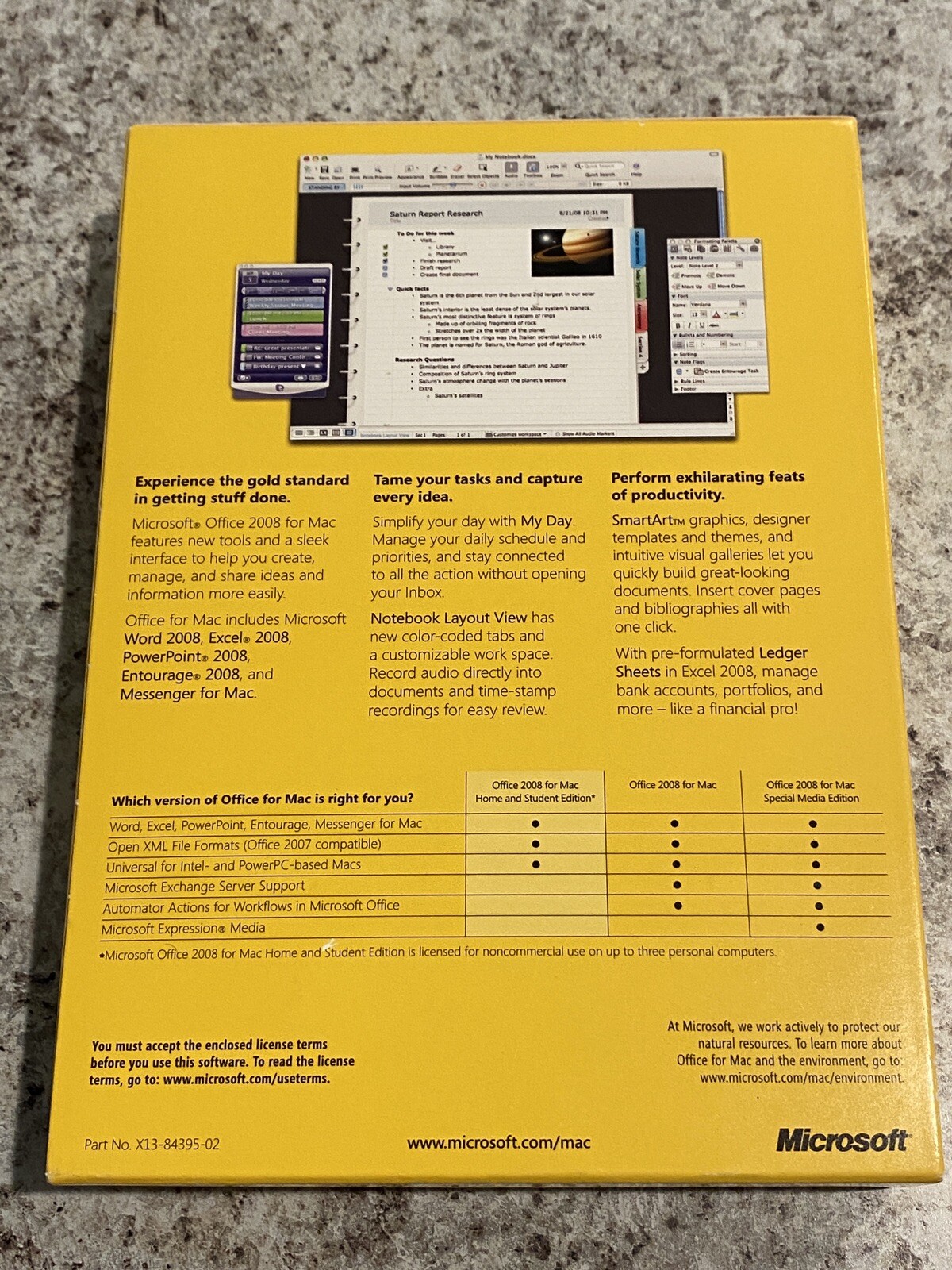 Microsoft Office 2008 Home & Student Edition for Mac Inv#X18