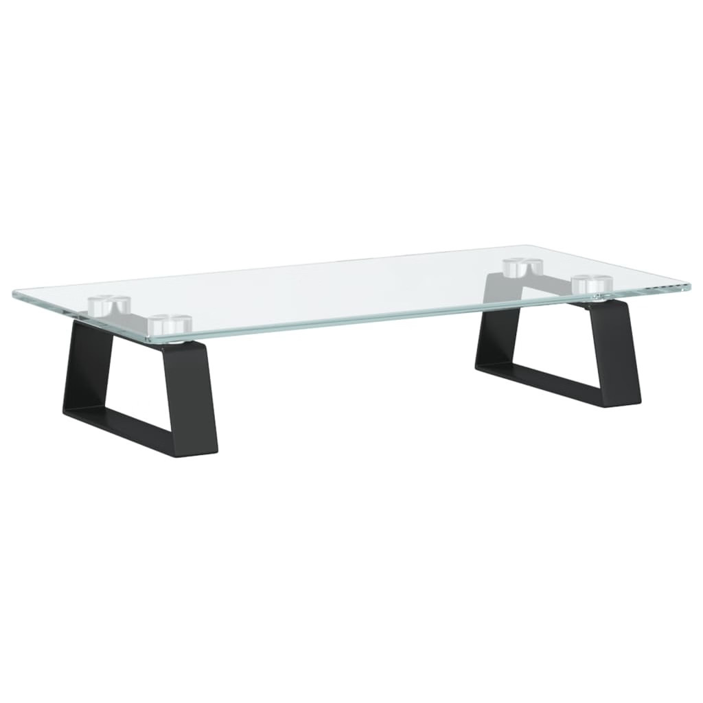 Monitor Stand Black 15.7″x7.9″x3.1″ Tempered Glass and Metal