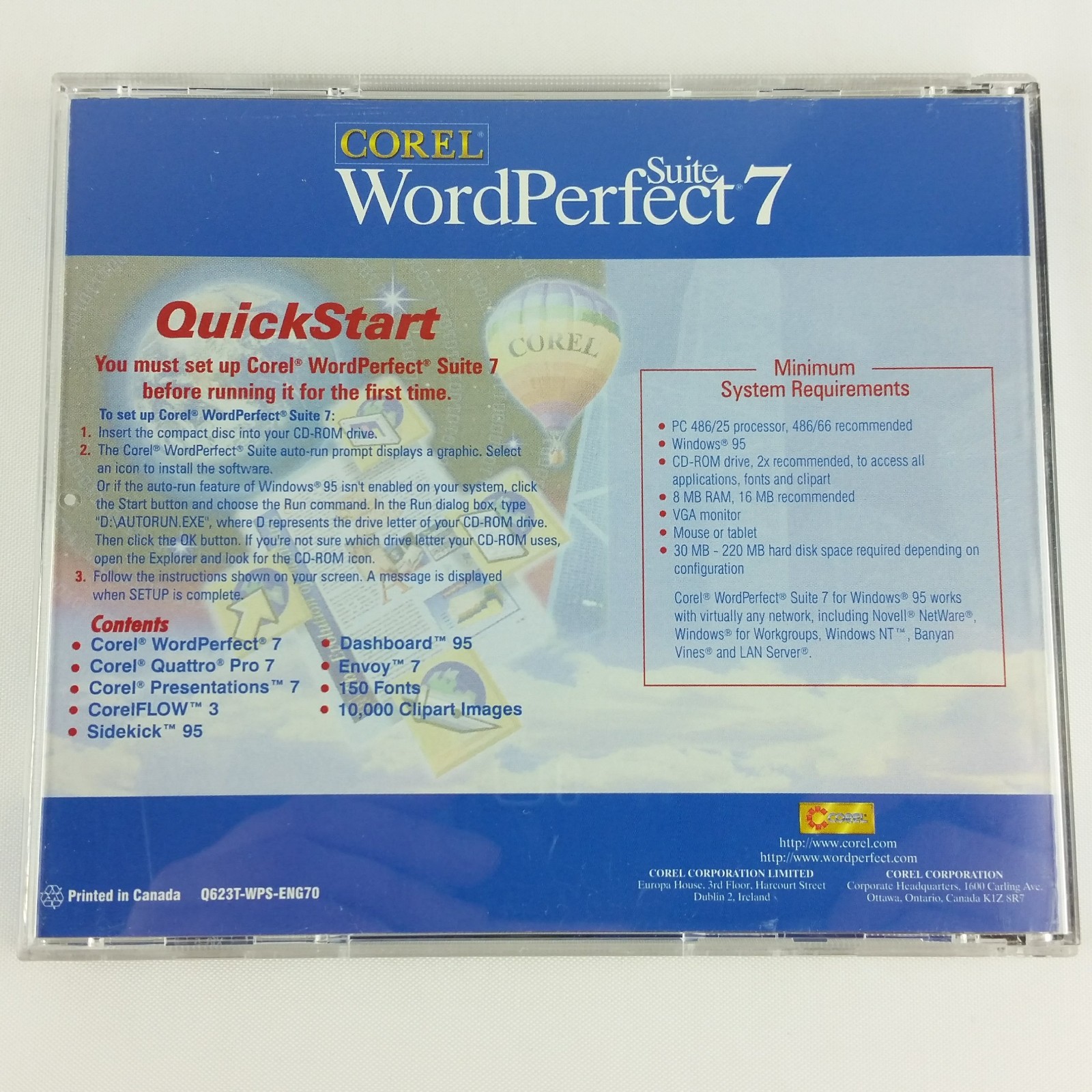 Corel WordPerfect Suite 7 Windows 95 CD Rom Quattro Pro 7 Paradox 7 Presentation