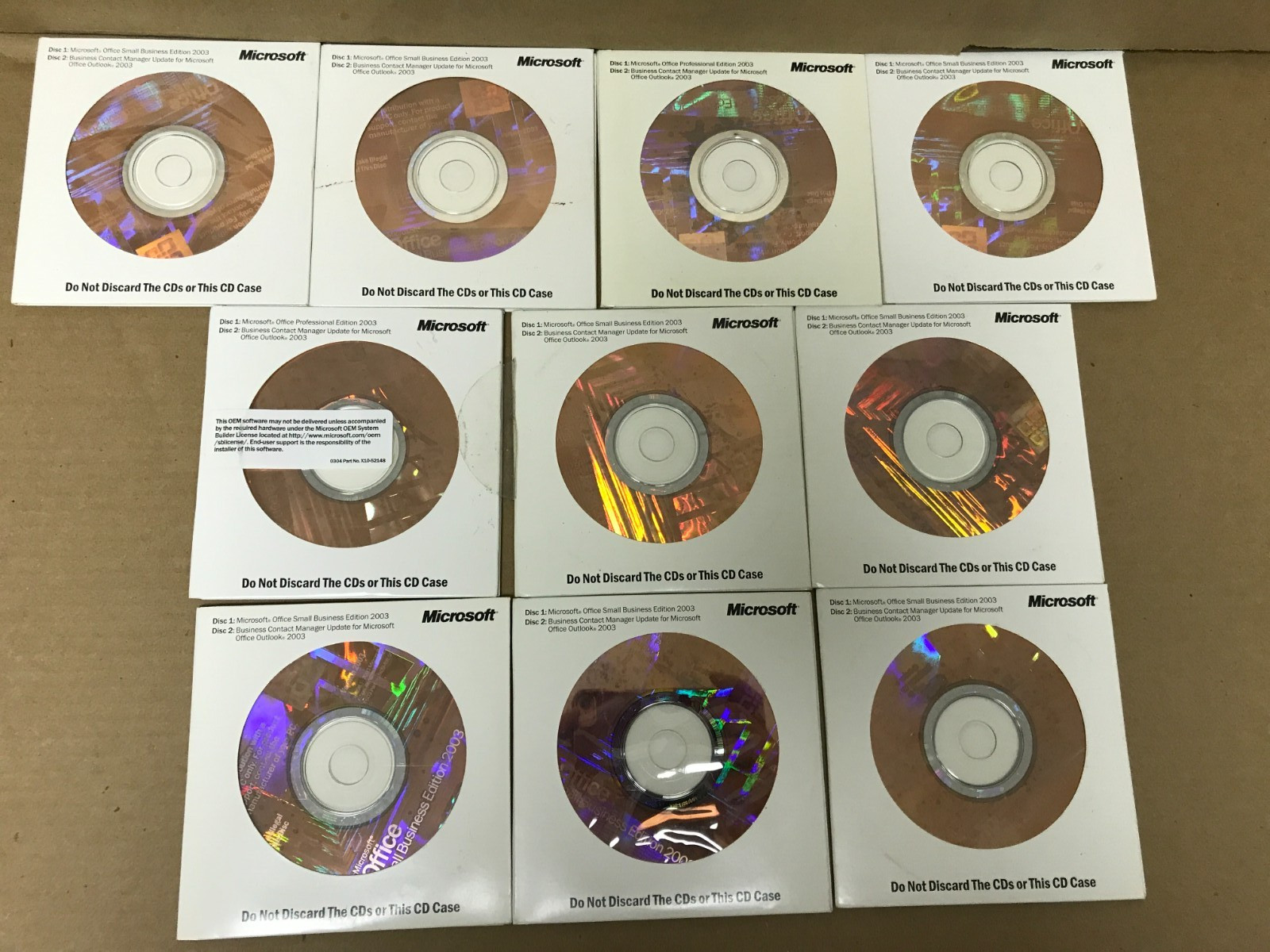 Lot of 10 Microsoft Office Small Business Edition 2003 SBE All w/ BCM and Keys