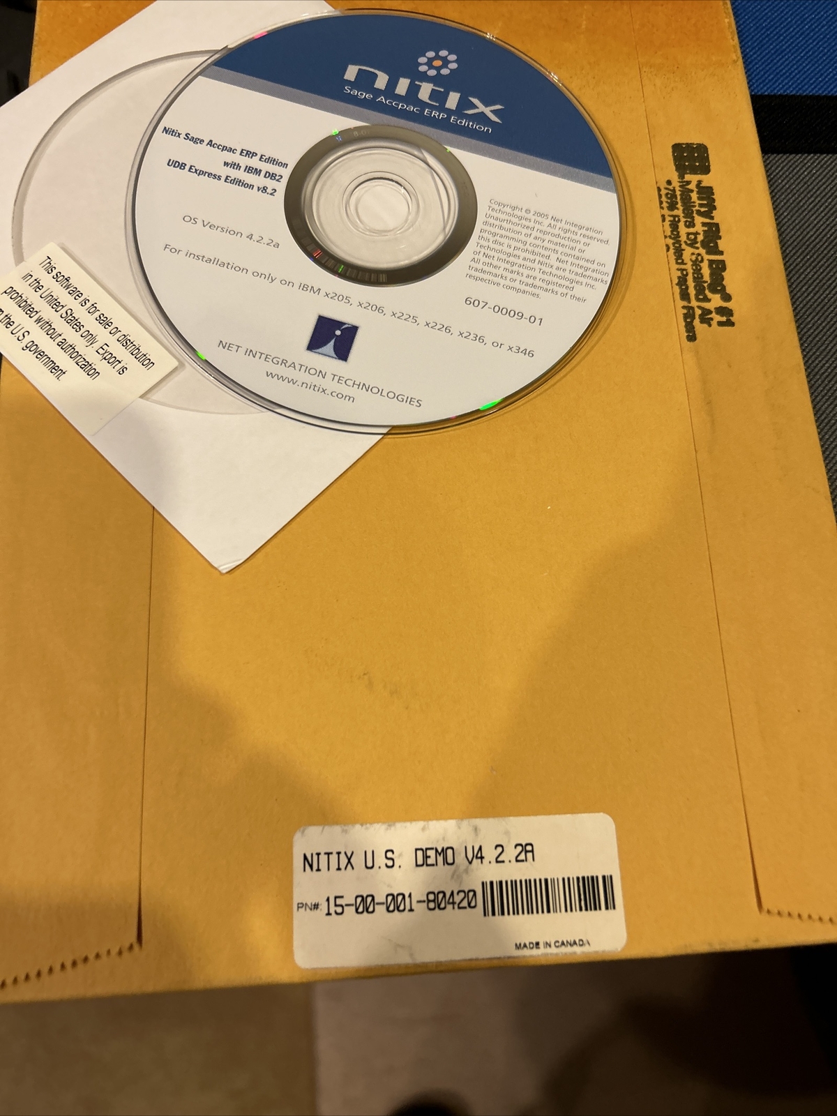 RARE BRAND NEW Nitix Sage Accpac ERP Edition +IBM DB2 udb Express Edition v8.2