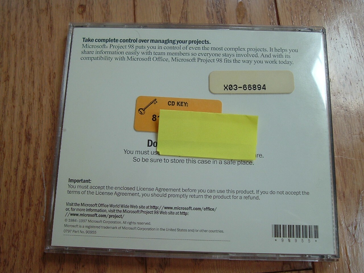 Microsoft Project 98 – original CD disk with CD KEY !