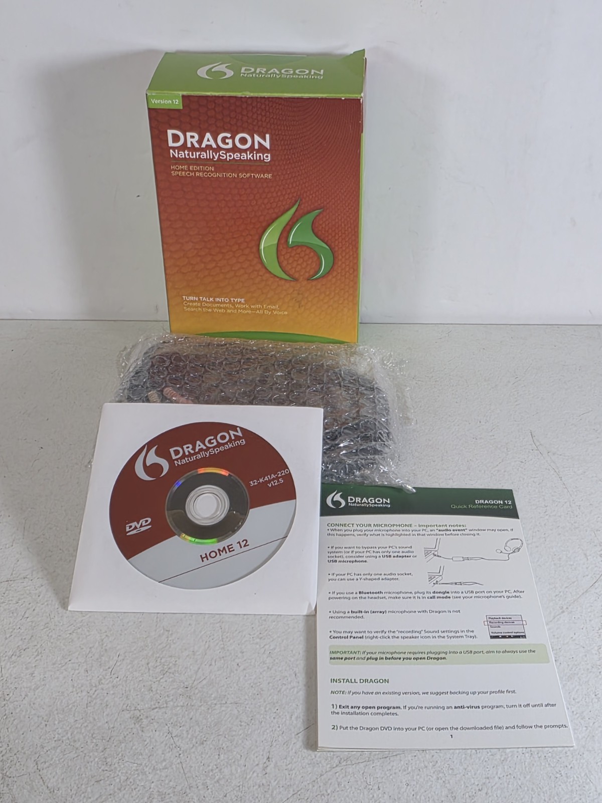 Nuance Dragon NaturallySpeaking 12 Home Edition Speech Recognition Software USB