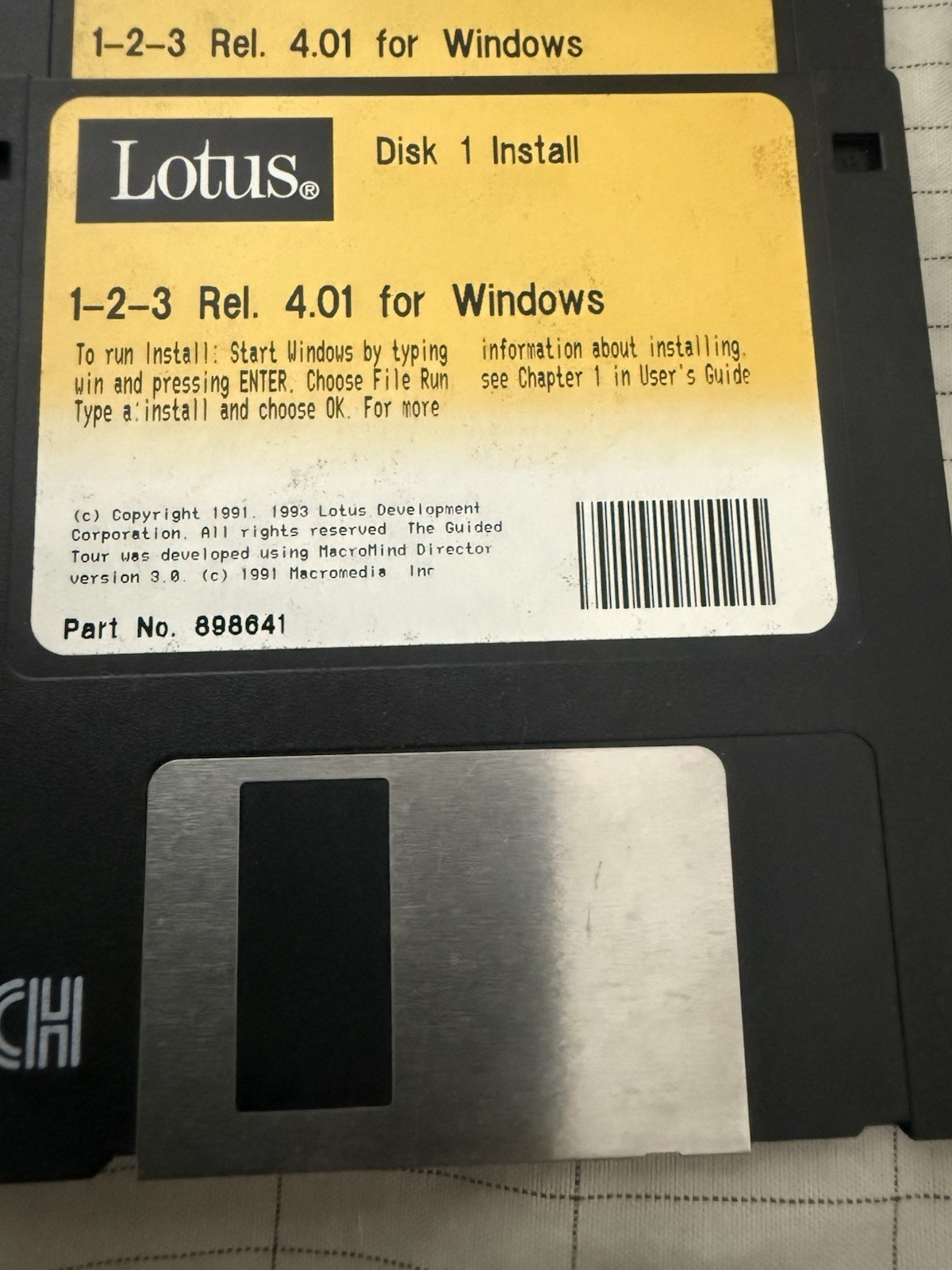 Lotus 123 Release 4.01 Windows Program Install Floppy Disk Diskette 3.5 3-1/2 in