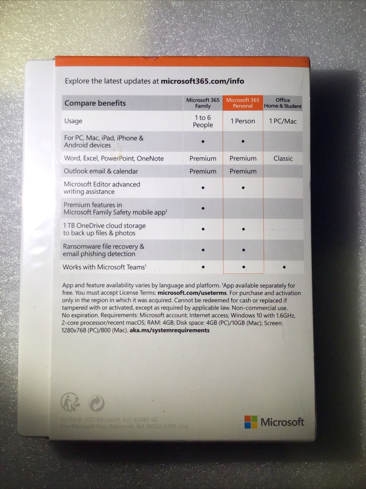 Microsoft 365 Personal subscription package